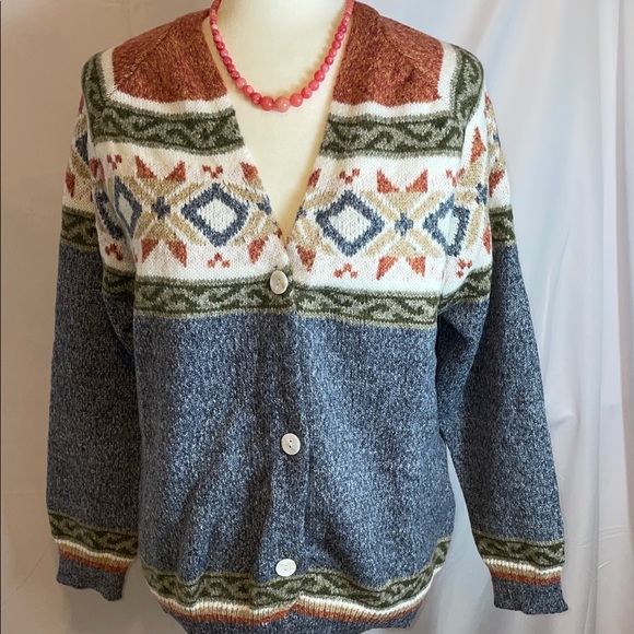 Multicolored, button down Cardigan. - Picture 1 of 4